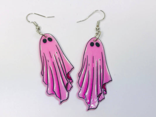 Acrylic Goth Earrings, Pink Ghost Earrings