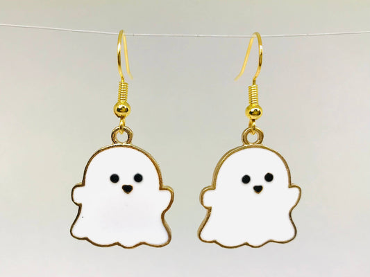 White Halloween Ghost Earrings